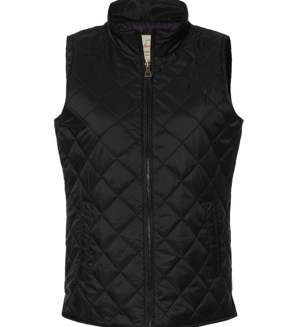 Womens Vintage Diamond Quilted Vest - Custom Embroidery