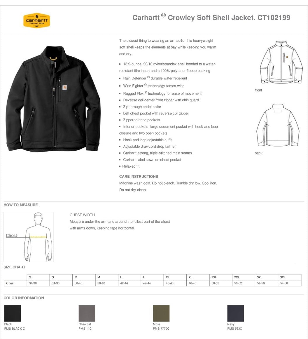 Carhartt Crowley Soft Shell Jacket - Western Skies Design Company