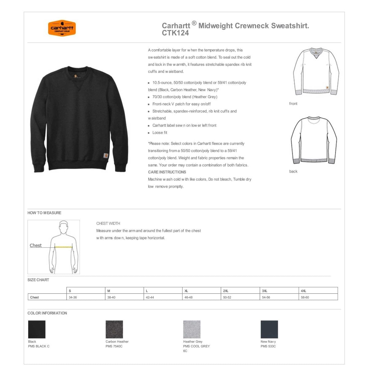 Carhartt Midweight Crew Sweatshirt - Western Skies Design Company