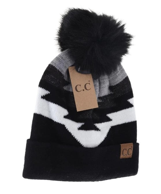 CC Beanie Aztec Pom Knit Cap - Western Skies Design Company