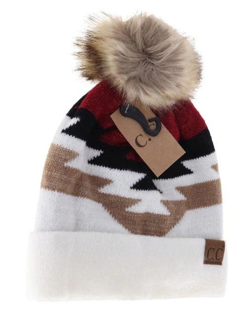 CC Beanie Aztec Pom Knit Cap - Western Skies Design Company