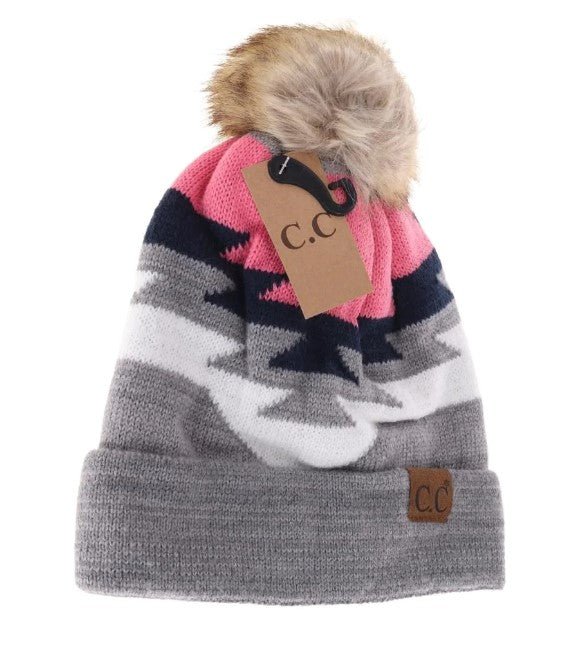 CC Beanie Aztec Pom Knit Cap - Western Skies Design Company