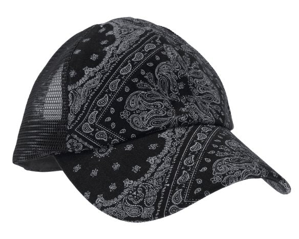 CC Beanie Crisscross High Ponytail Ladies Hat Paisley Meshback - Western Skies Design Company