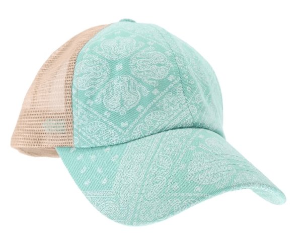 CC Beanie Crisscross High Ponytail Ladies Hat Paisley Meshback - Western Skies Design Company