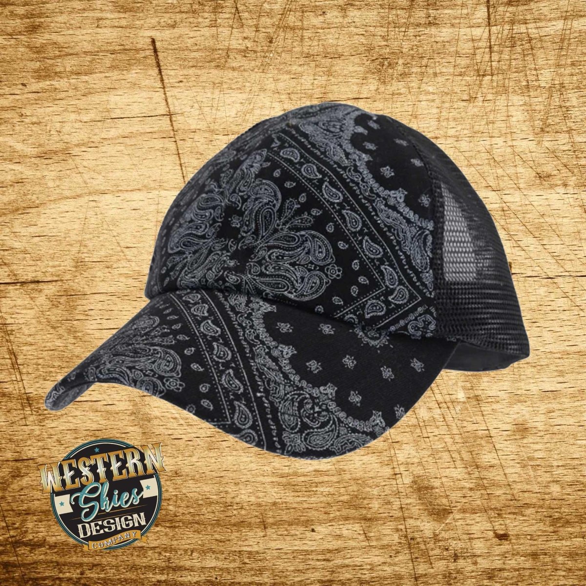 CC Beanie Crisscross High Ponytail Ladies Hat Paisley Meshback - Western Skies Design Company