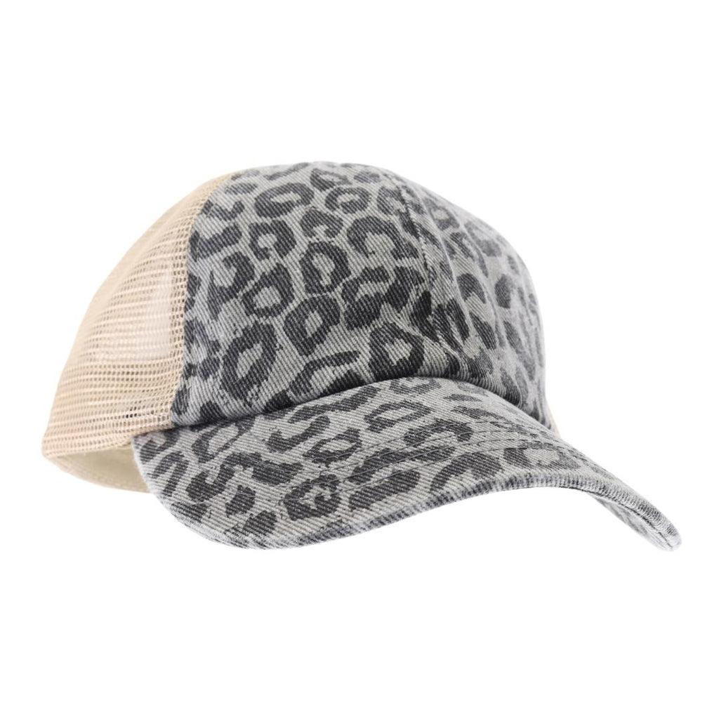 CC Beanie Leopard Crisscross Ladies High Ponytail Hat - Western Skies Design Company