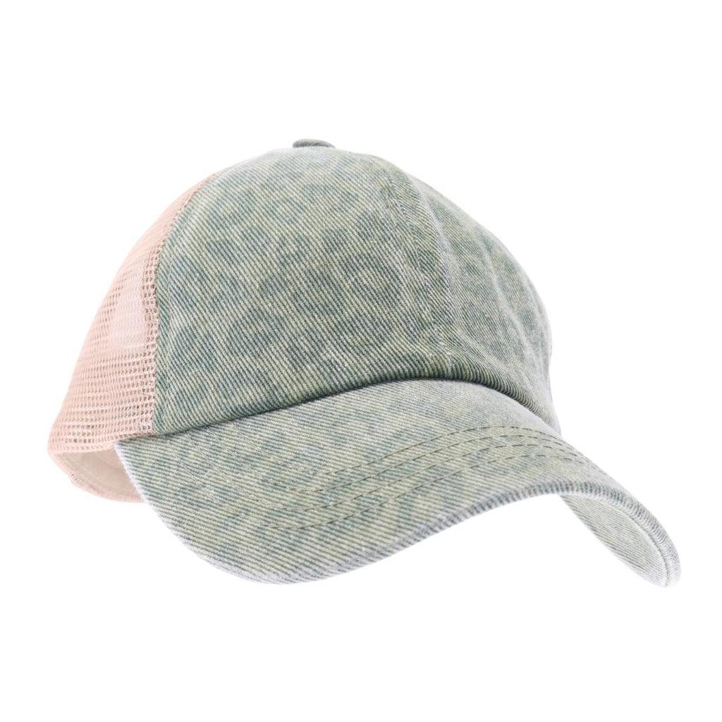 CC Beanie Leopard Crisscross Ladies High Ponytail Hat - Western Skies Design Company